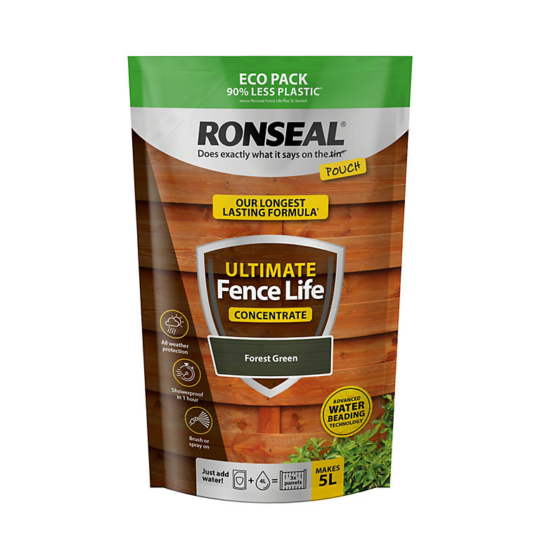 Product image for Ronseal Ultimate Fence Life Concentrate Forest green Matt Exterior Wood paint, 950ml