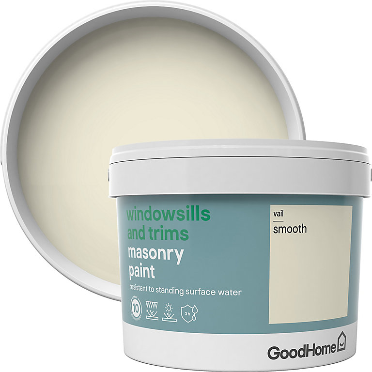 Image of GoodHome Windowsills & trims Vail Smooth Matt Masonry paint, 2.5L