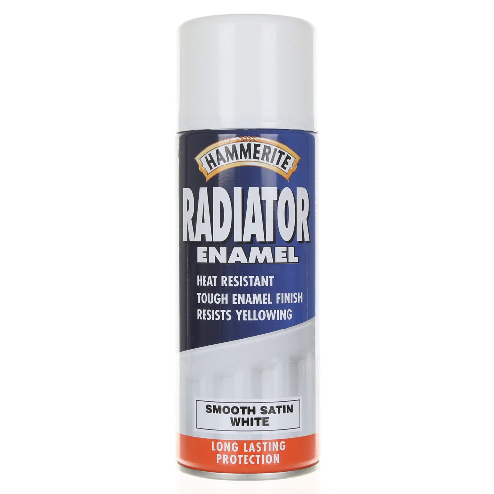 Product image for Hammerite Radiator Enamel Satin Aerosol Paint White 400ml