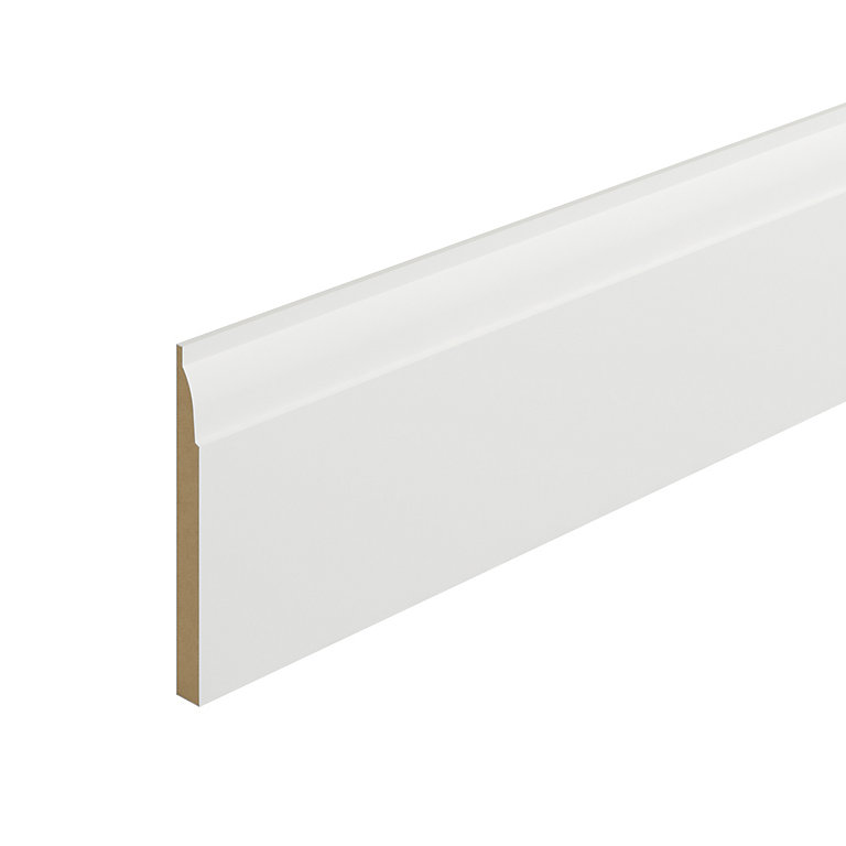 Image of Metsä Wood Primed White MDF Ovolo Skirting board (L)2.4m (W)144mm (T)14.5mm, Pack of 2