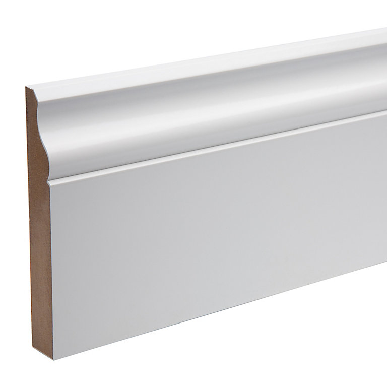 Product image for White MDF Ogee Skirting board (L)2.4m (W)119mm (T)18mm, Pack of 2