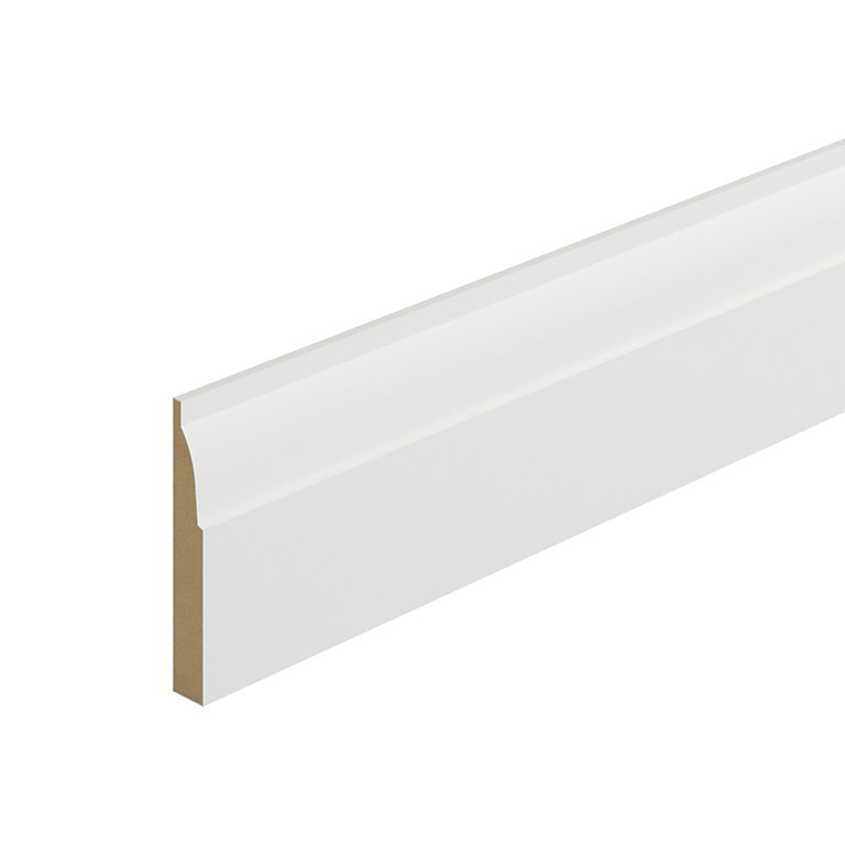 Image of Metsä Wood Primed White MDF Ovolo Skirting board (L)2.4m (W)94mm (T)14.5mm, Pack of 4