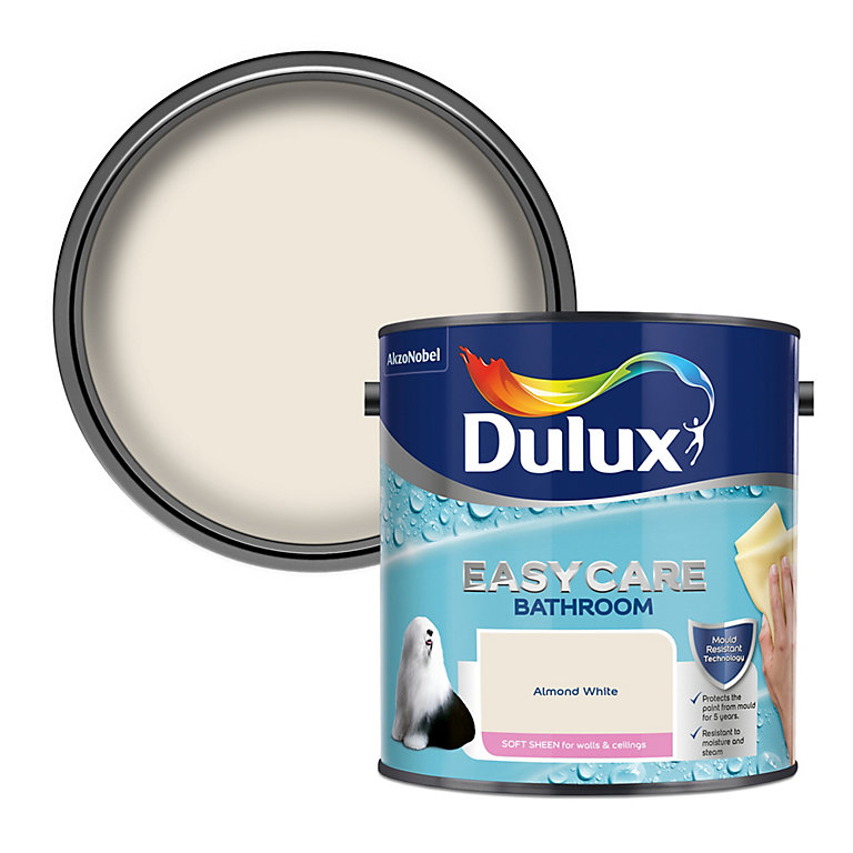 Product image for Dulux Easycare Bathroom Almond white Soft sheen Emulsion paint, 2.5L