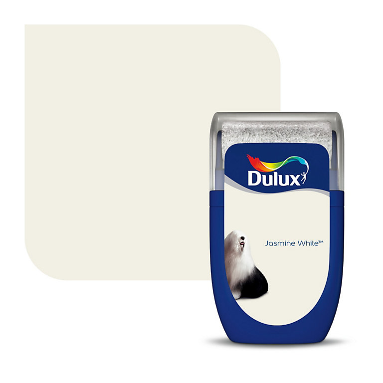 Image of Dulux Standard Jasmine white Matt Emulsion paint, 30ml Tester pot