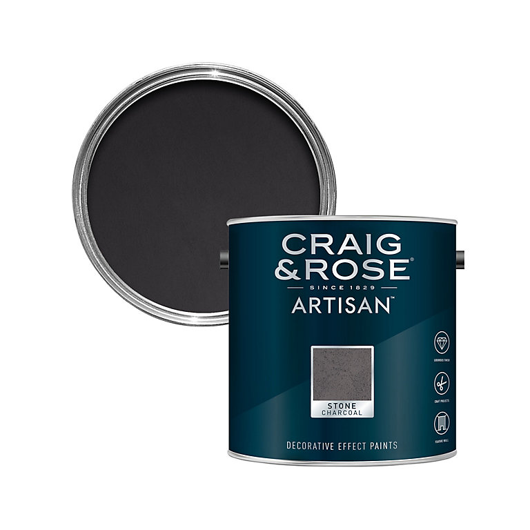Image of Craig & Rose Artisan Charcoal Stone Textured effect Matt Topcoat Special effect paint, 2.5L