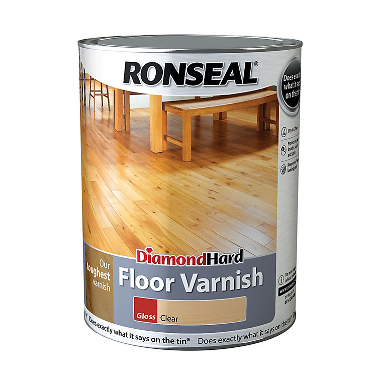 Product image for Ronseal Diamond Hard Floor Varnish Clear Gloss Wood Floor Varnish, 5L