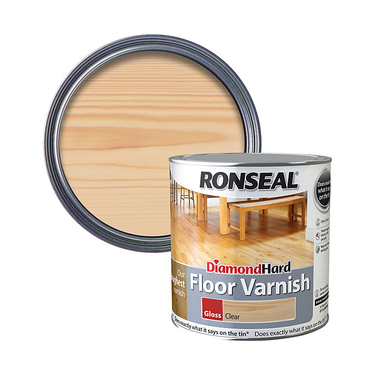 Product image for Ronseal Diamond Hard Floor Varnish Clear Gloss Wood Floor Varnish, 2.5L