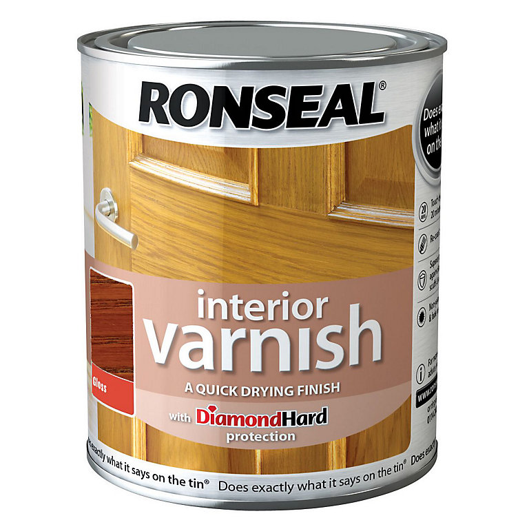 Image of Ronseal Diamond hard Medium oak Gloss Wood varnish, 750ml