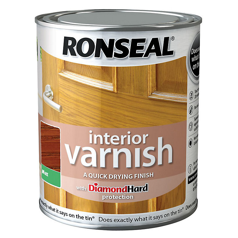 Product image for Ronseal Diamond hard Medium oak Matt Wood varnish, 750ml
