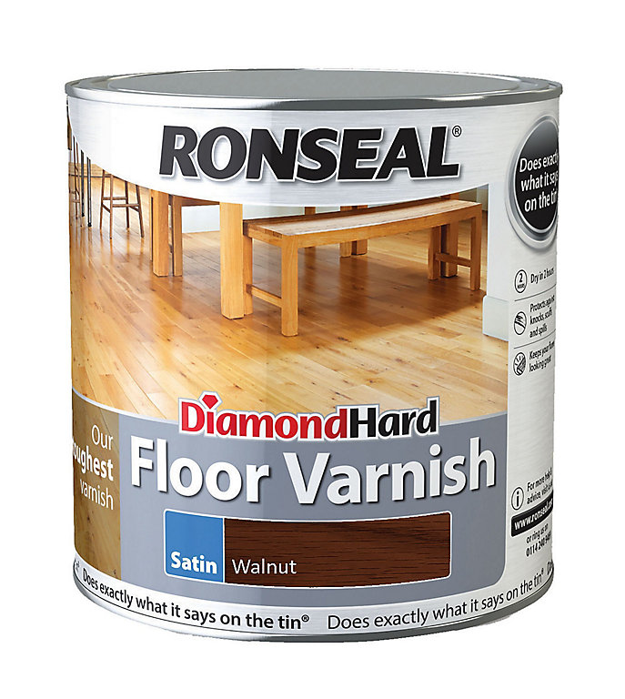 Product image for Ronseal Diamond Hard Floor Varnish Walnut Satin Wood Floor Varnish, 2.5L