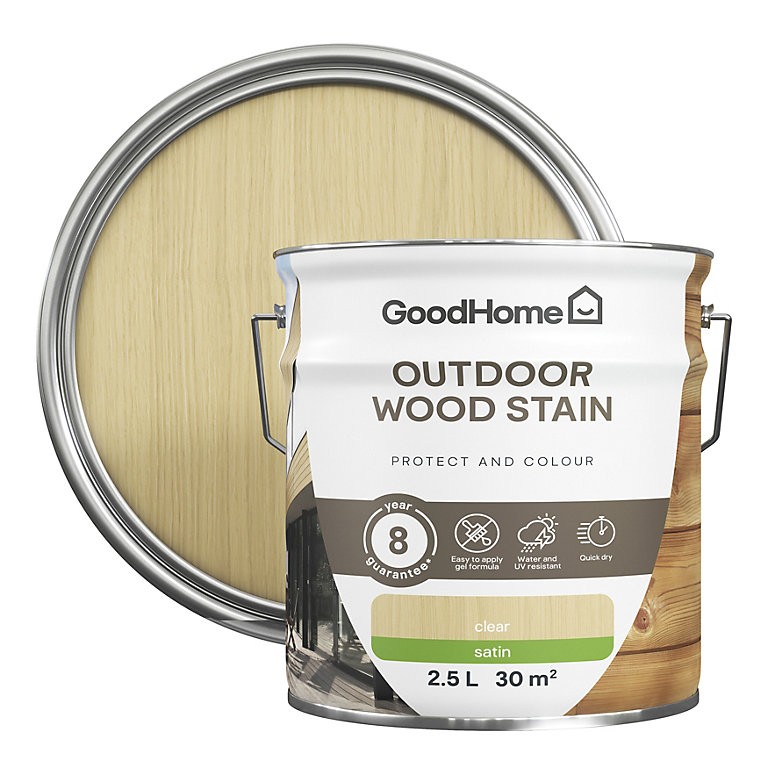 Image of GoodHome Outdoor Clear Satin Quick dry Wood stain, 2.5L