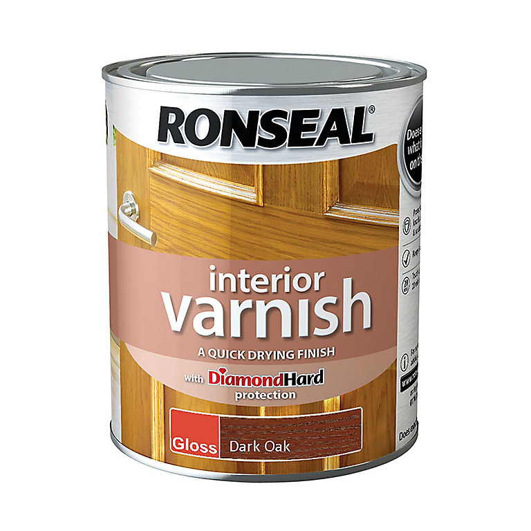 Image of Ronseal Diamond hard Dark oak Gloss Wood varnish, 750ml