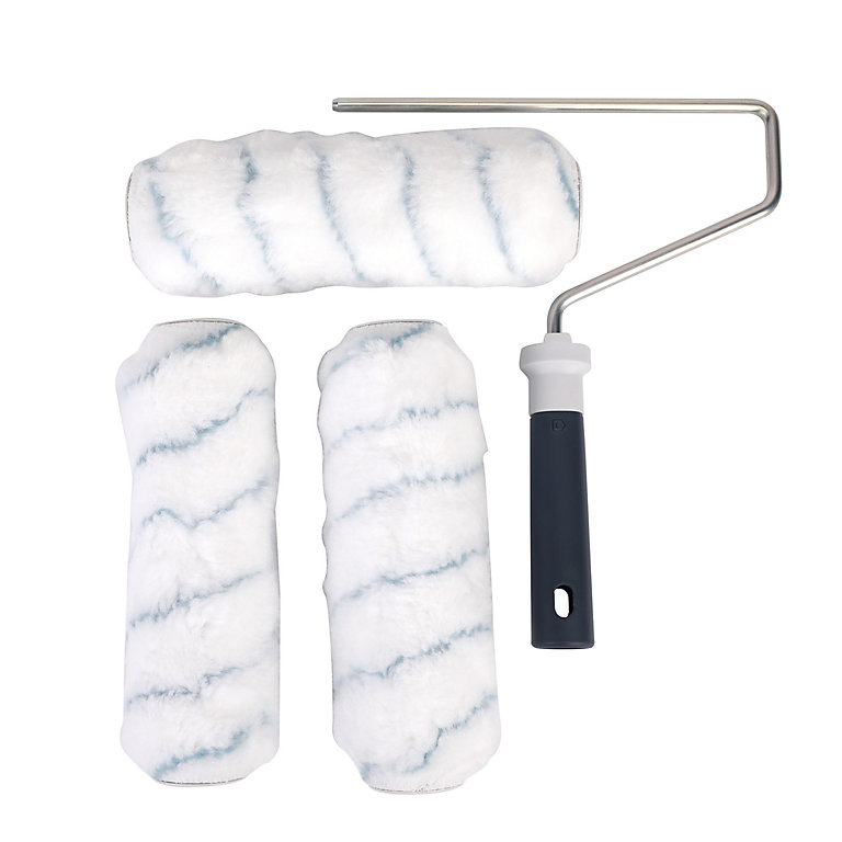 Image of GoodHome Long pile Fixed Roller frame & sleeve, 4 piece Pack
