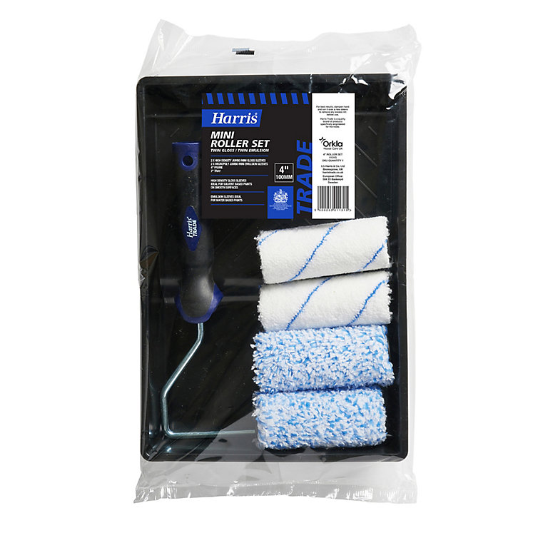 Product image for Harris Trade Emulsion & gloss Micropoly 4" Roller set, 6 pieces