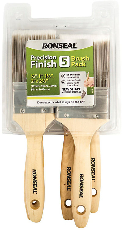Image of Ronseal Precision finish Fine tip Paint brush, Pack of 5