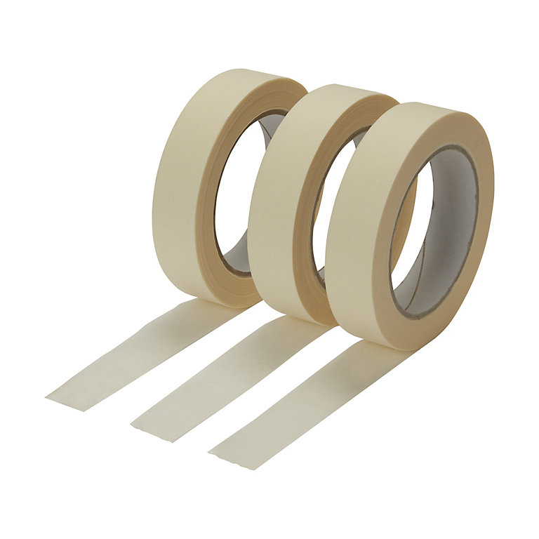 Image of Diall Beige Masking Tape (L)50m (W)24mm, Pack of 3