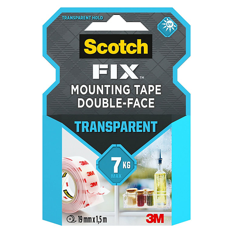 Image of 3M Scotch-Fix Transparent Mounting Tape (L)1.5m (W)19mm