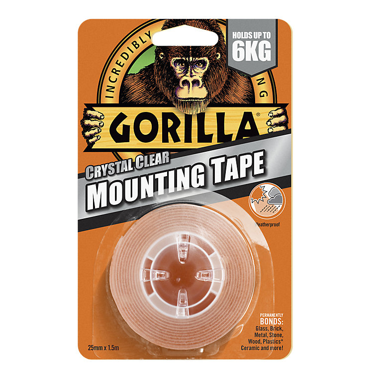 Product image for Gorilla Clear Mounting Tape (L)1.5m (W)25.4mm