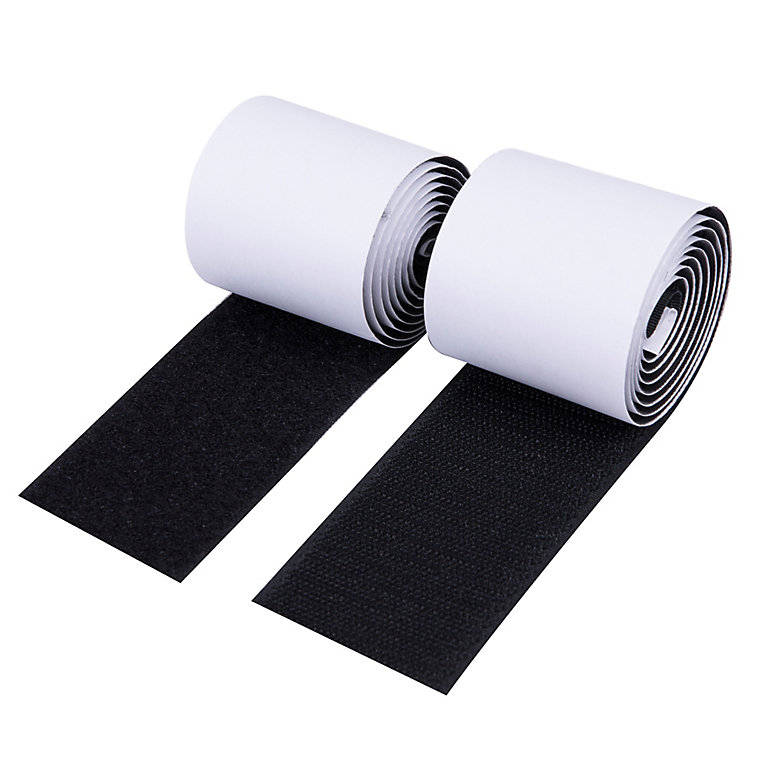 Image of Diall Nylon Black Hook & loop Tape (L)1m (W)50mm