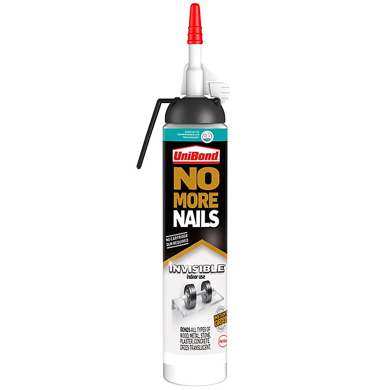 Product image for UniBond No More Nails Easy Pulse Invisible Solvent-free Clear Grab adhesive 200ml 0.31kg