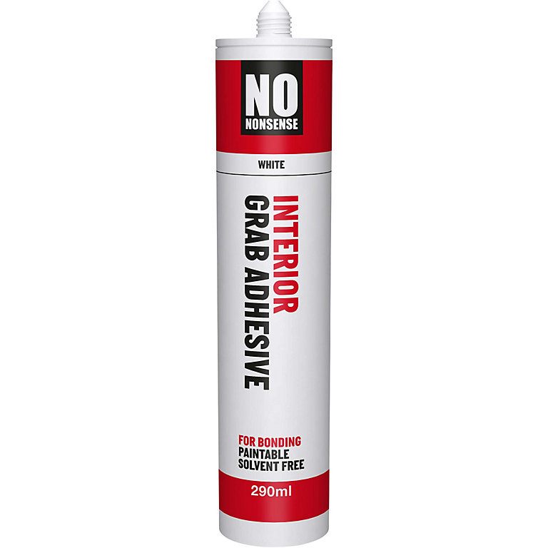 Image of No Nonsense Acrylic Not water resistant Solvent-free White Grab adhesive 290ml 0.44kg