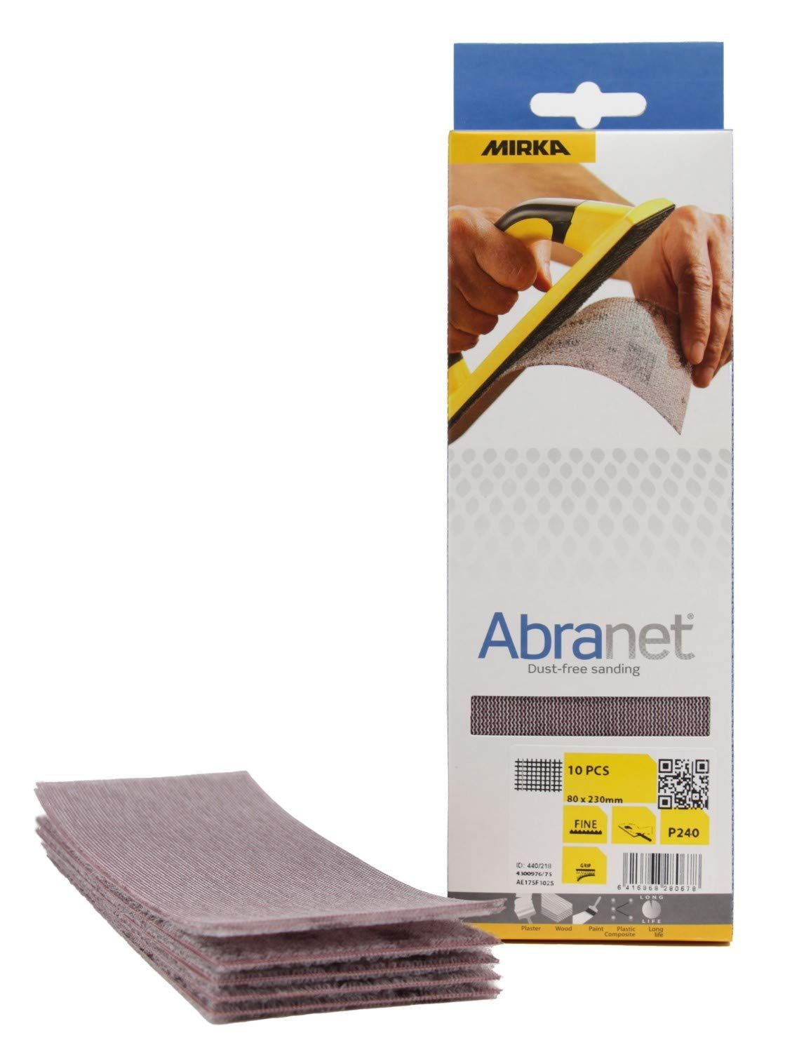Product image for Mirka Abranet Sanding Sheet 80x230mm 240G 10pk