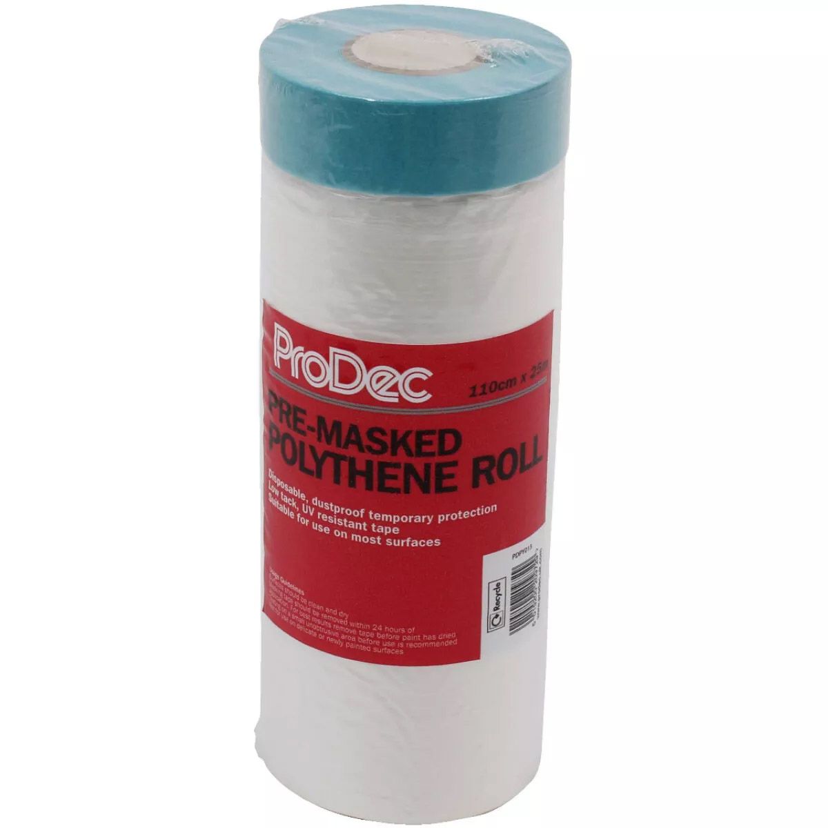 Product image for Prodec Pre Masked Polythene Dust Sheet Roll 1100mm X 25mtr