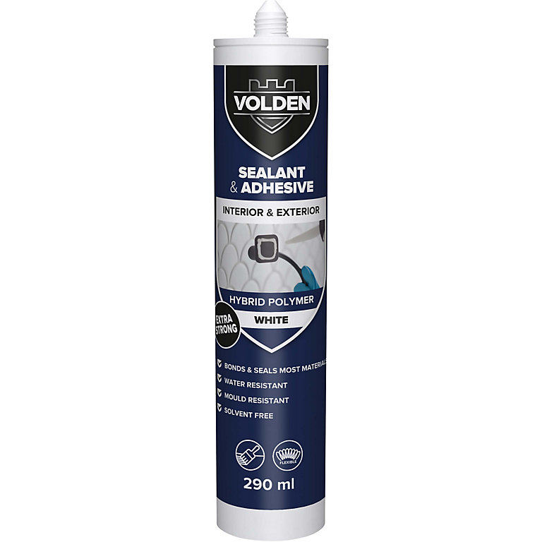 Product image for Volden Water resistant Solvent-free White Grab adhesive & sealant 290ml 0.47kg