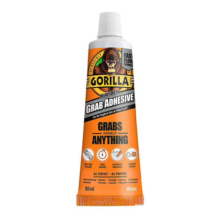 Product image for Gorilla Waterproof White Grab adhesive 80ml