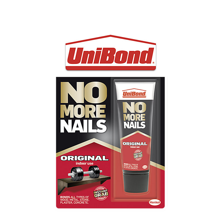Product image for UniBond No More Nails Original Not water resistant Solvent-free White Multi-material Grab adhesive 52ml 0.05kg