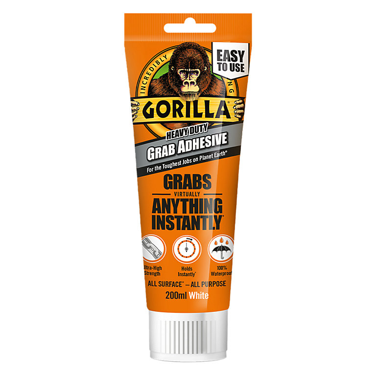Image of Gorilla Glue Waterproof White Grab adhesive 200ml 0.33kg