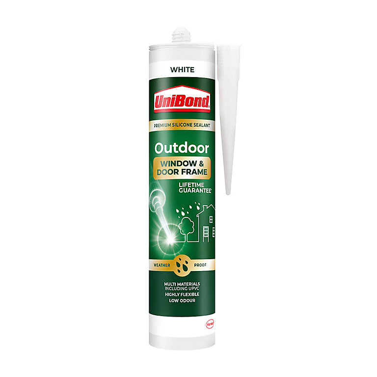 Image of UniBond Outdoor Window & Door Silicone-based White Frame Sealant, 392g