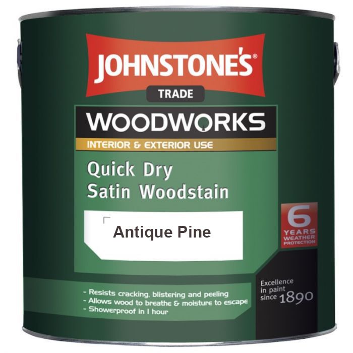 Image of Johnstone's Trade Woodworks Quick Dry Paint Satin Woodstain Antique Pine 750ml
