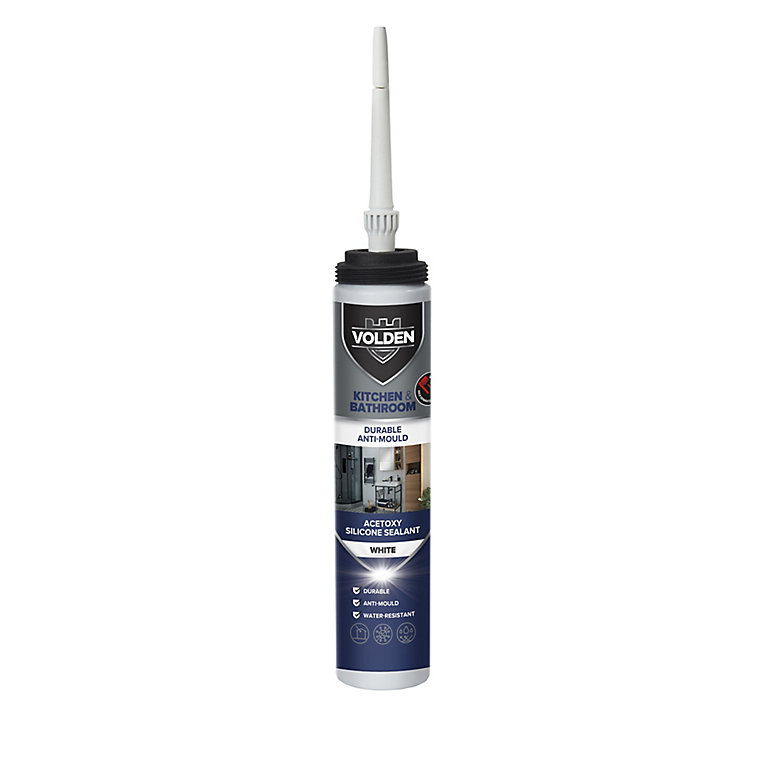 Image of Volden White Silicone-based Bathroom & kitchen Sanitary sealant, 200ml