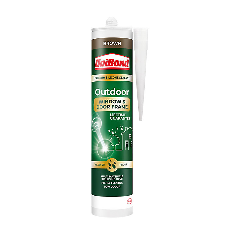 Image of UniBond Outdoor Window & Door Silicone-based Brown Frame Sealant, 392g
