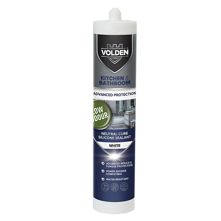 Image of Volden White Silicone-based Bathroom & kitchen Sanitary sealant, 280ml