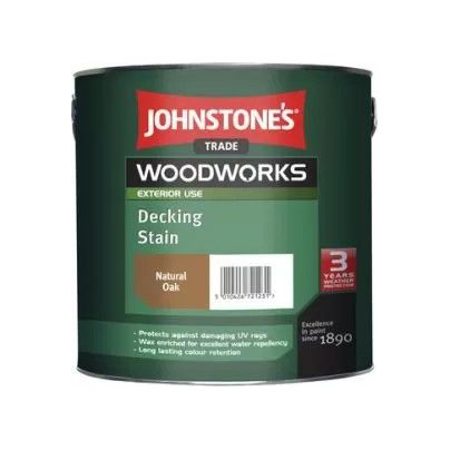 Product image for Johnstone's Trade Woodworks Decking Stain Paint Chestnut Brown 2.5ltr