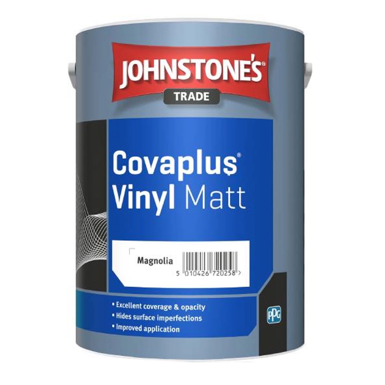 Product image for Johnstone's Trade Covaplus Vinyl Paint Matt Magnolia 5ltr