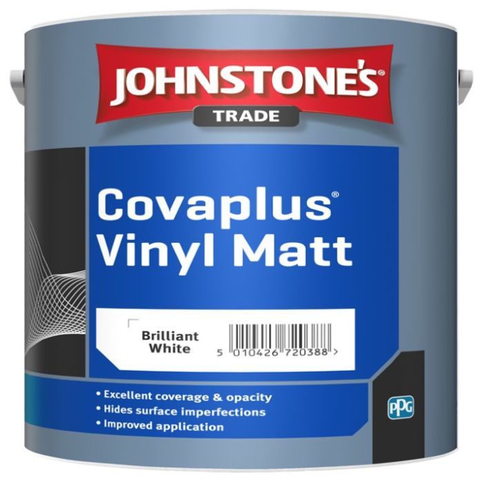 Product image for Johnstone's Trade Covaplus Vinyl Paint Matt Brilliant White 10ltr