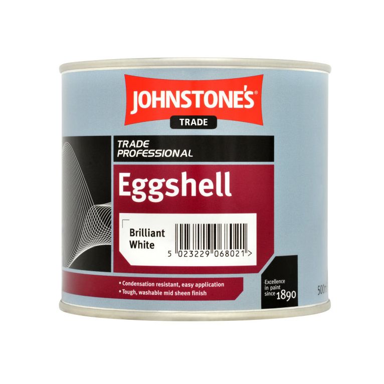 Product image for Johnstone's Trade Paint Eggshell Brilliant White 500ml
