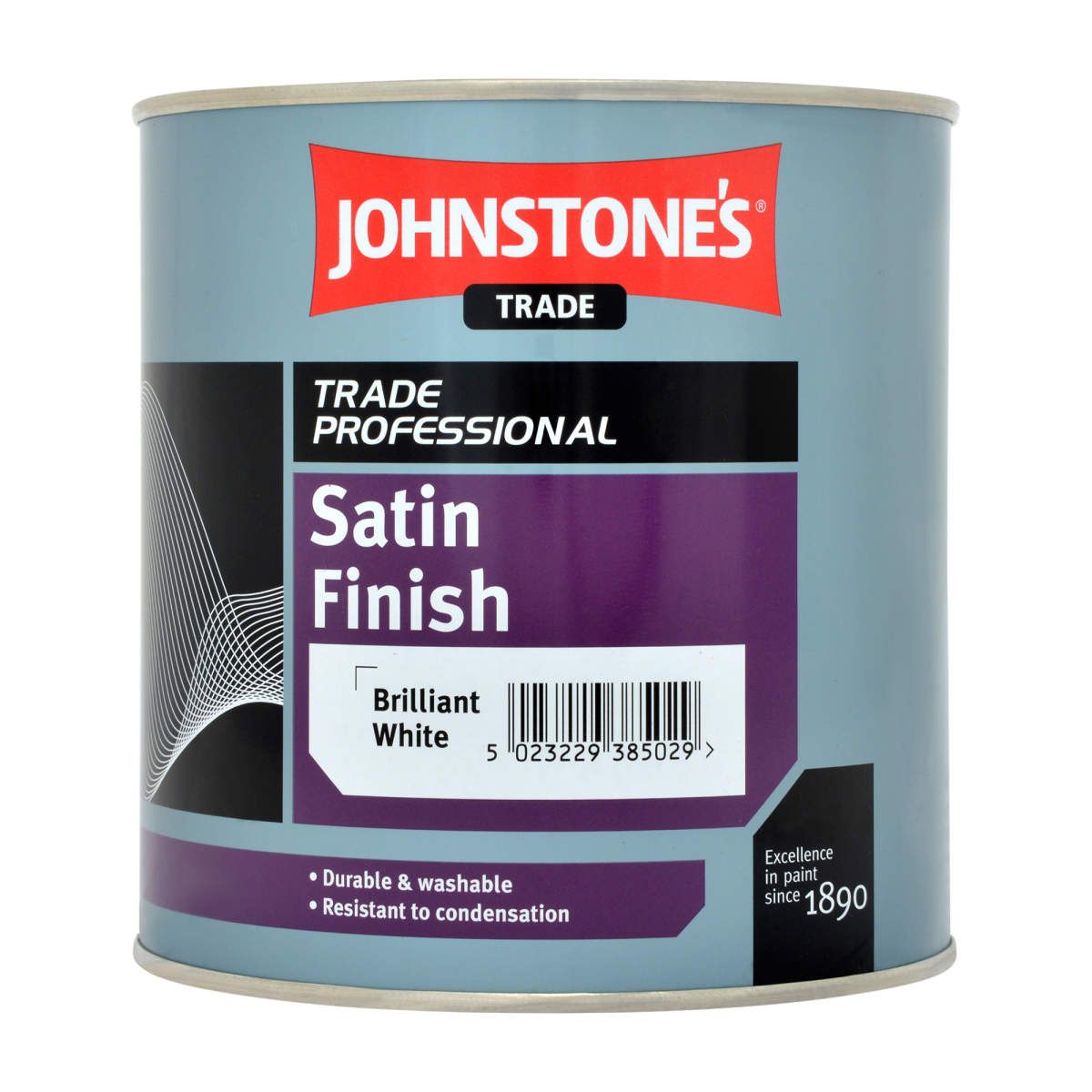 Product image for Johnstone's Trade Paint Satin Finish Brilliant White 1ltr