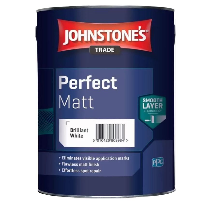 Product image for Johnstone's Trade Perfect Paint Matt Brilliant White 5ltr