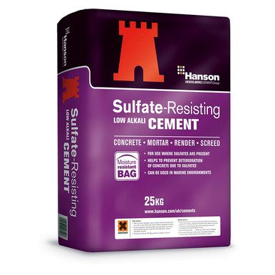 Product image for Hanson Low Carbon Sulfate Resisting Cement 25kg Bag