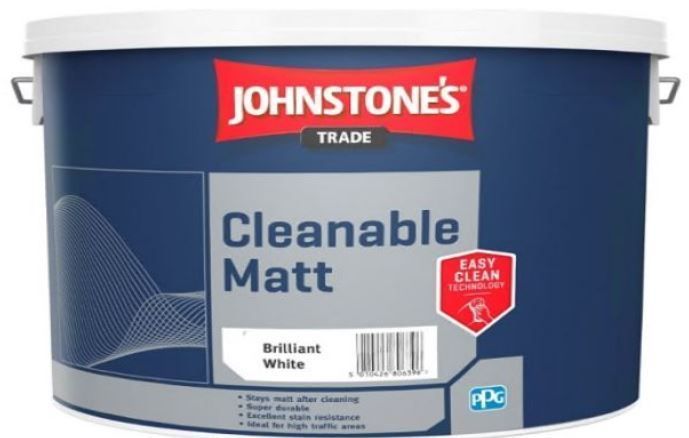 Product image for Johnstone's Trade Cleanable Paint Matt Brilliant White 10ltr