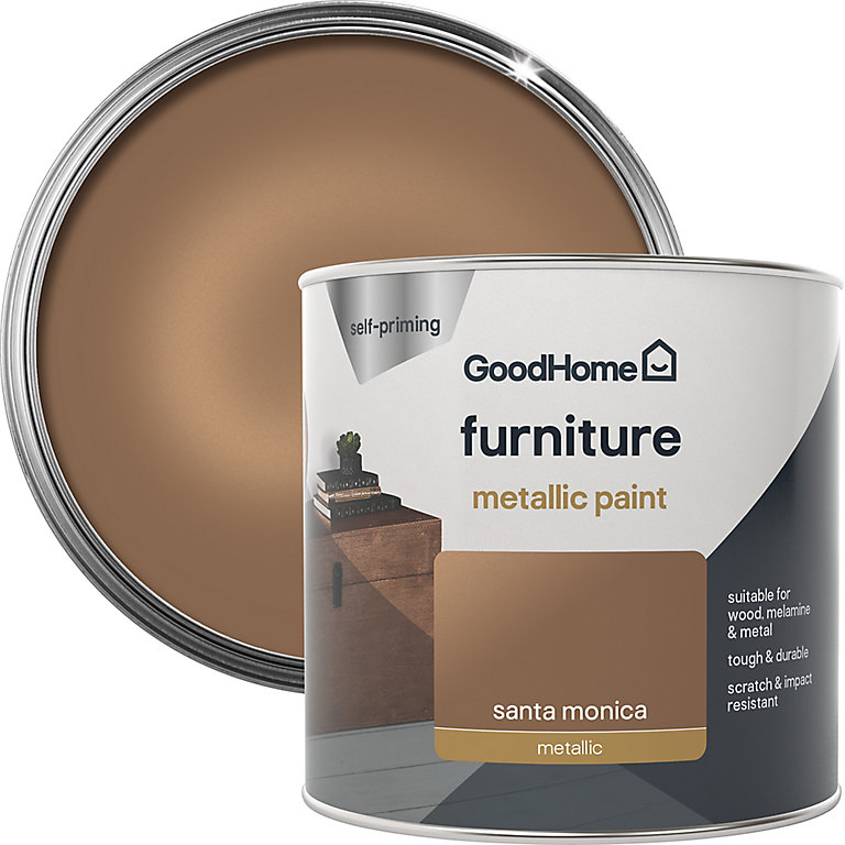 Image of GoodHome Renovation Santa Monica Metallic effect Furniture paint, 500ml