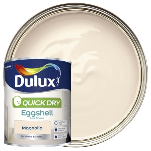 Image of Dulux Quick dry Magnolia Eggshell Metal & wood paint, 750ml
