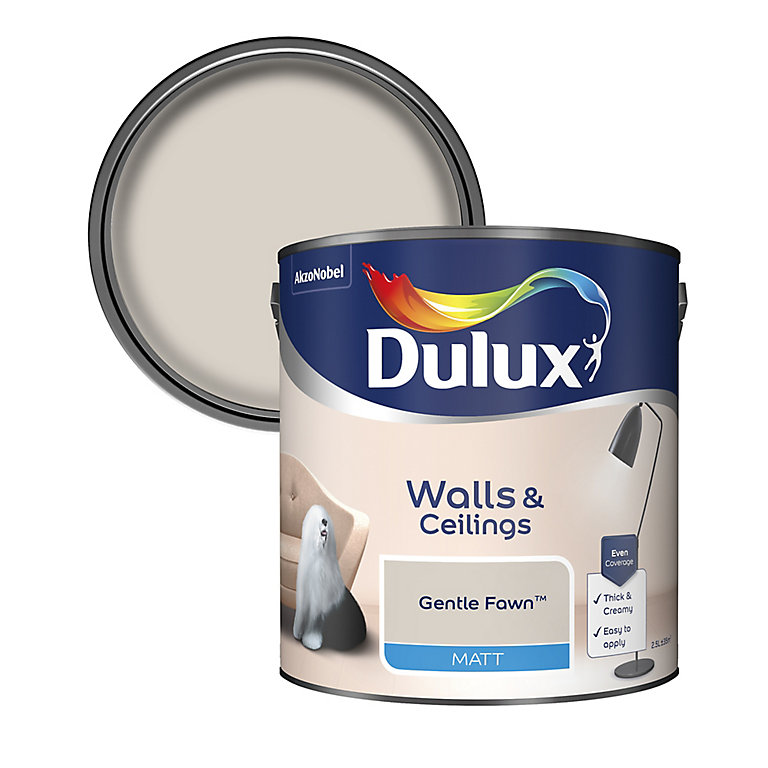 Image of Dulux Walls & ceilings Gentle fawn Matt Emulsion paint, 2.5L