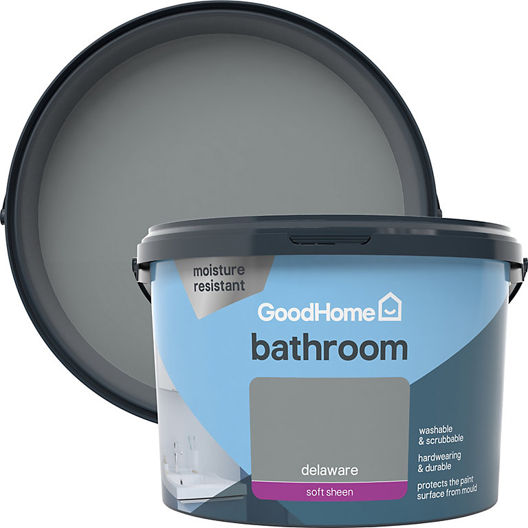 Image of GoodHome Bathroom Delaware Soft sheen Emulsion paint, 2.5L