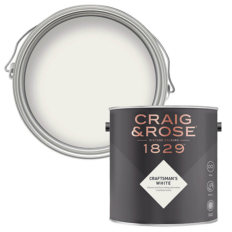 Image of Craig & Rose 1829 Craftsman's White Chalky Emulsion paint, 2.5L
