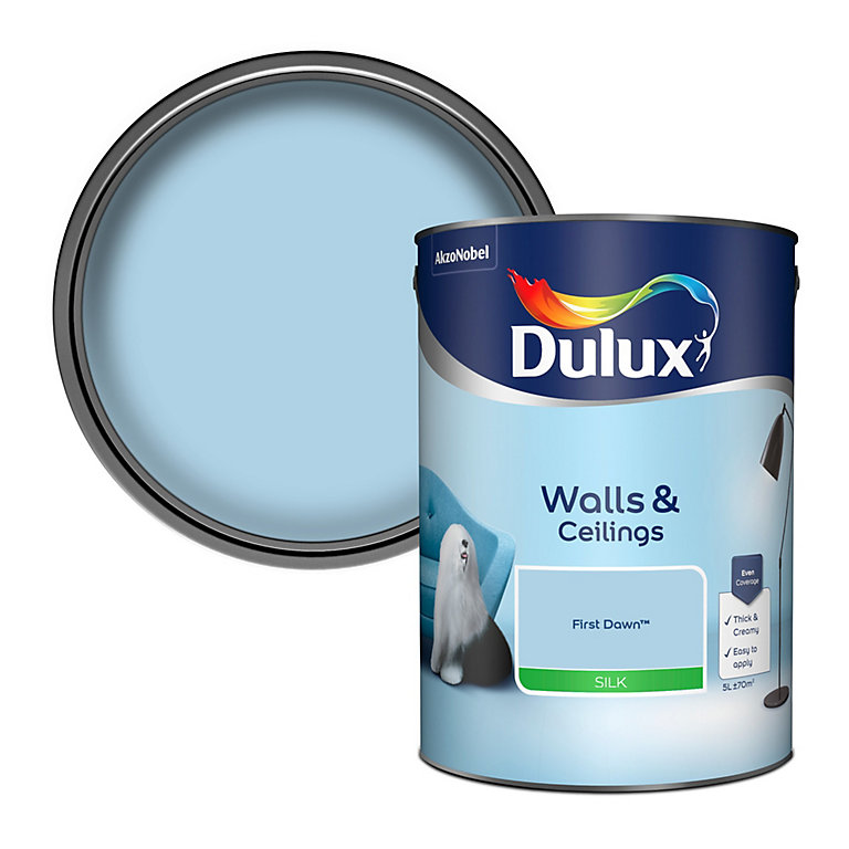 Image of Dulux Walls & ceilings First dawn Silk Emulsion paint, 5L